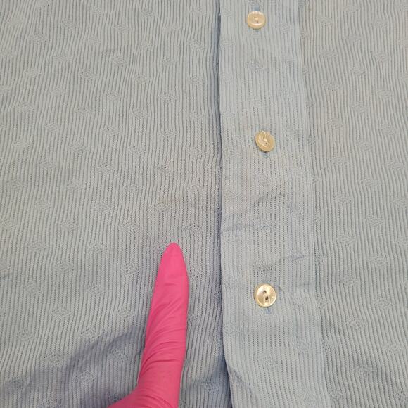 Vintage 70s Disco Button Shirt Medium 19x25 Polyester Blue - Picture 2 of 14